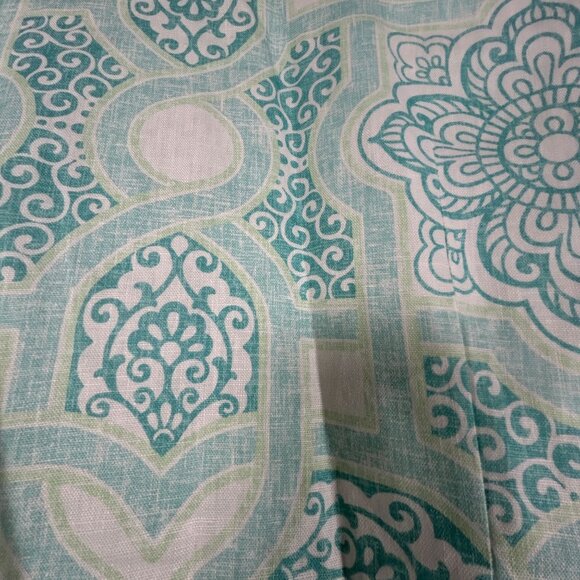 Connie Roberson Turquoise & White Floral Linen Button-Down Tunic Top Small - Picture 3 of 11